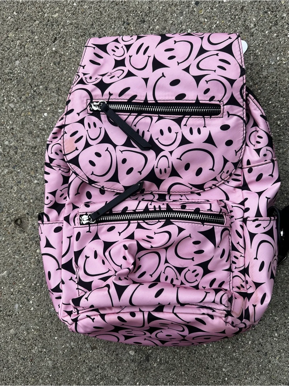 Pink Smiley Print Backpack - Madden Girl